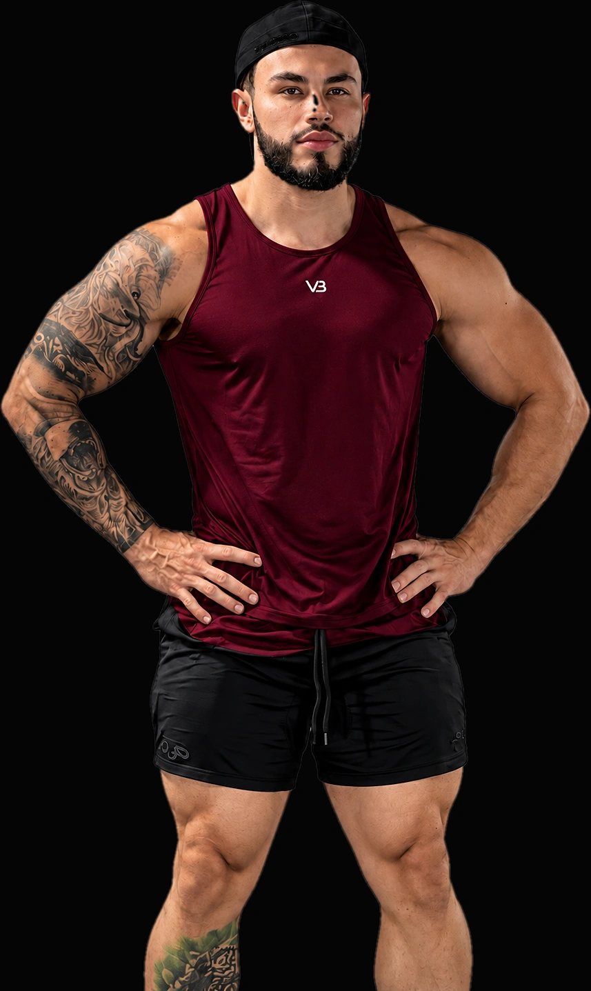 Atleta con la camiseta tank V&B color merlot